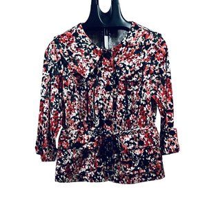 Notations Lightweight jacket Cinch Waist and Large Peter Pan Collar Women Small